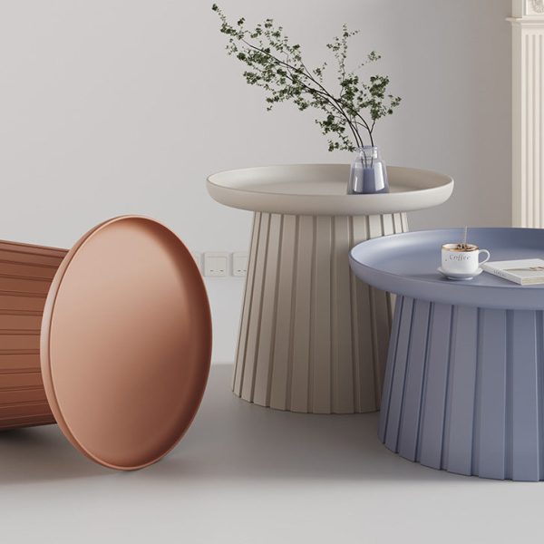 Modern Minimalist Round Tray Cylinder Plastic Coffee Table For Living Room - Image 28