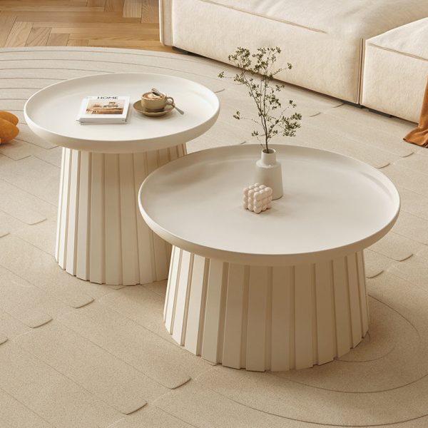 Modern Minimalist Round Tray Cylinder Plastic Coffee Table For Living Room - Image 10