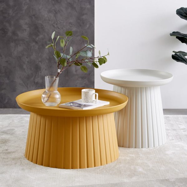 Modern Minimalist Round Tray Cylinder Plastic Coffee Table For Living Room - Image 3
