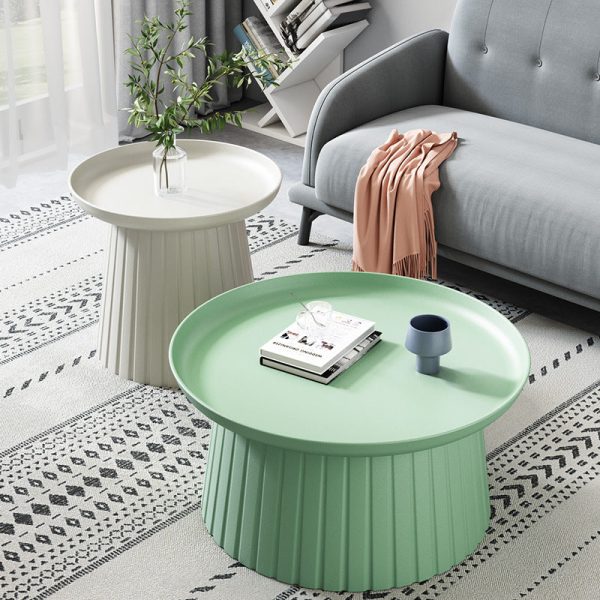 Modern Minimalist Round Tray Cylinder Plastic Coffee Table For Living Room - Image 14