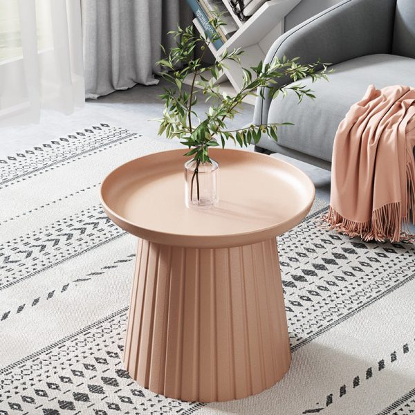 Modern Minimalist Round Tray Cylinder Plastic Coffee Table For Living Room - Image 15