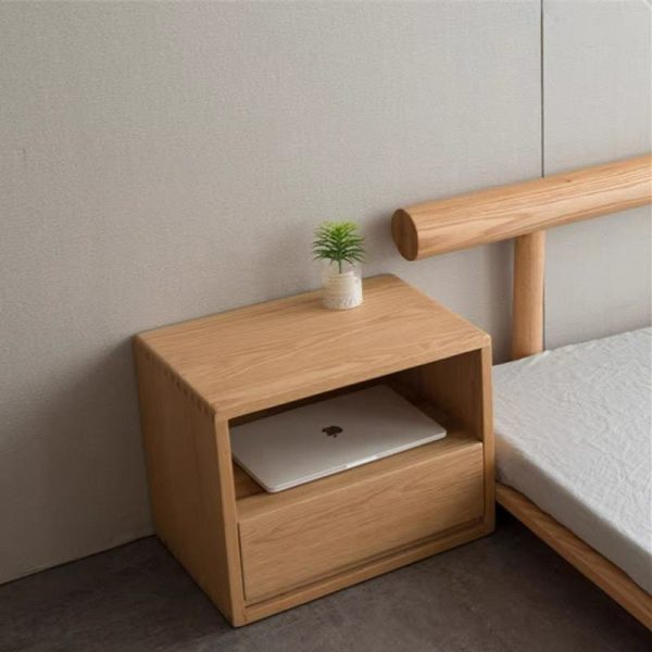 Contemporary Nordic Rectangular Wood Nightstand 1-Drawer For Bedroom - Image 11