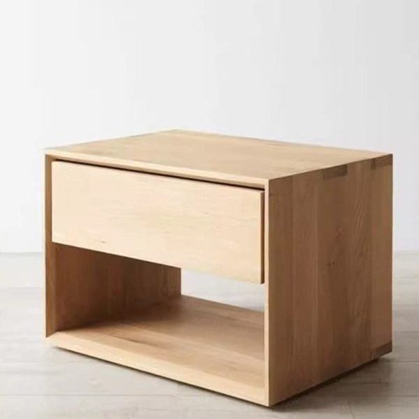 Contemporary Nordic Rectangular Wood Nightstand 1-Drawer For Bedroom - Image 10