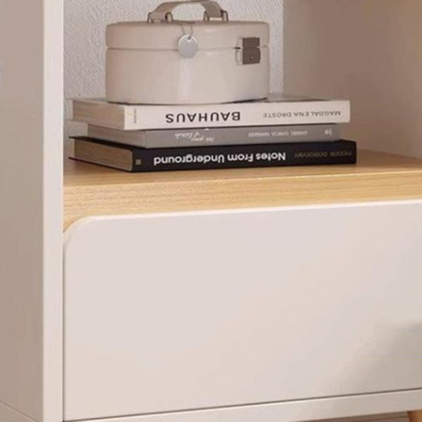 Modern Minimalist Rectangular Solid Wood Panel Nightstand 1/2 Drawer For Bedroom - Image 5