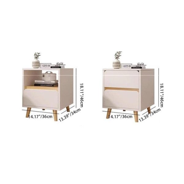 Modern Minimalist Rectangular Solid Wood Panel Nightstand 1/2 Drawer For Bedroom - Image 4
