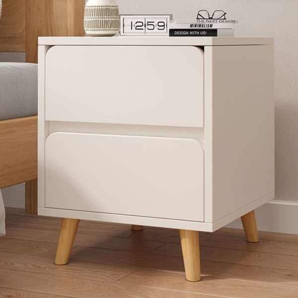 Modern Minimalist Rectangular Solid Wood Panel Nightstand 1/2 Drawer For Bedroom - Image 7