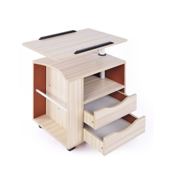 Modern Minimalist Removable Rectangular Carbon Steel Density Panel Nightstand 2-Drawer 1-Cabinet For Bedroom - Image 10