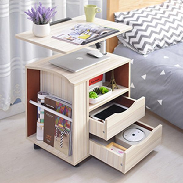 Modern Minimalist Removable Rectangular Carbon Steel Density Panel Nightstand 2-Drawer 1-Cabinet For Bedroom - Image 17