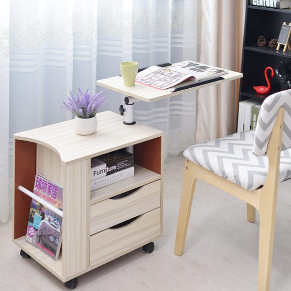 Modern Minimalist Removable Rectangular Carbon Steel Density Panel Nightstand 2-Drawer 1-Cabinet For Bedroom - Image 16