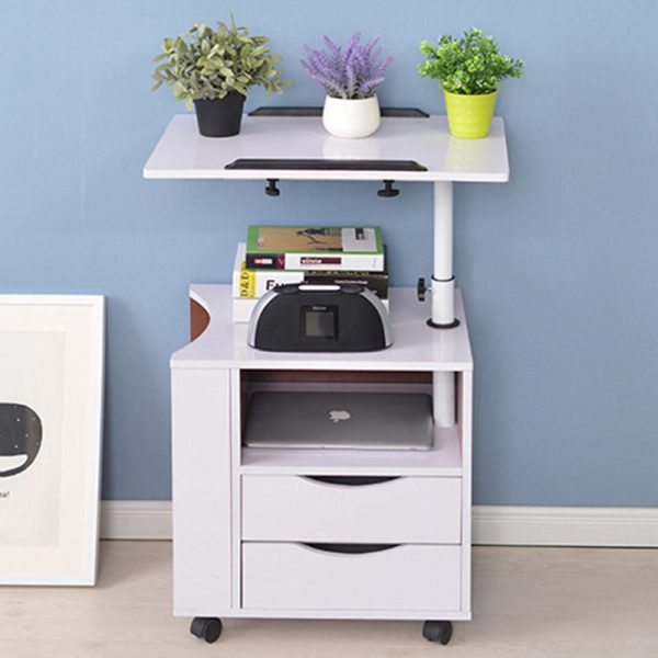 Modern Minimalist Removable Rectangular Carbon Steel Density Panel Nightstand 2-Drawer 1-Cabinet For Bedroom - Image 2