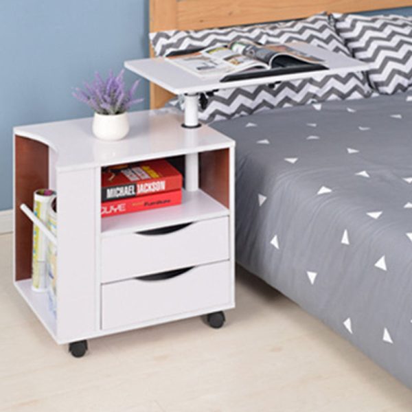 Modern Minimalist Removable Rectangular Carbon Steel Density Panel Nightstand 2-Drawer 1-Cabinet For Bedroom - Image 19