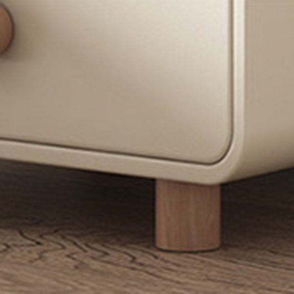 Modern Minimalist Cream Rectangular Solid Wood Nightstand 2-Drawer For Bedroom - Image 5