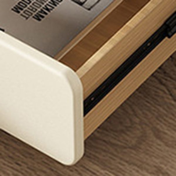 Modern Minimalist Cream Rectangular Solid Wood Nightstand 2-Drawer For Bedroom - Image 6