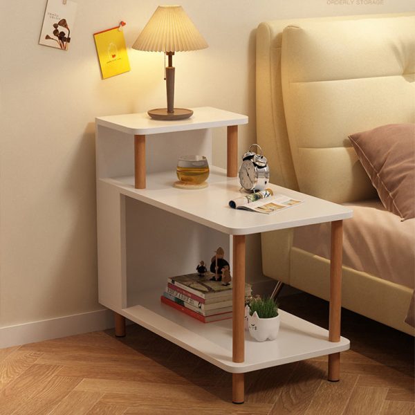 Modern Minimalist Rectangular Solid Wood Panel Side Table 3-Tier For Bedroom - Image 25