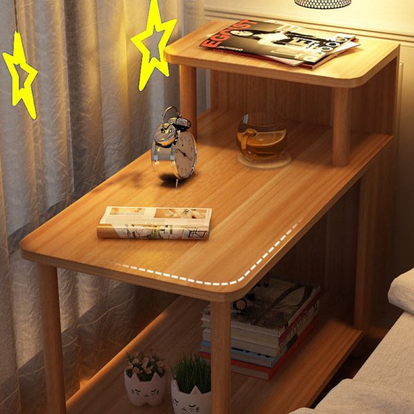 Modern Minimalist Rectangular Solid Wood Panel Side Table 3-Tier For Bedroom - Image 11