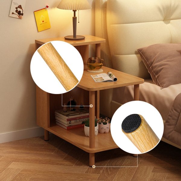 Modern Minimalist Rectangular Solid Wood Panel Side Table 3-Tier For Bedroom - Image 9