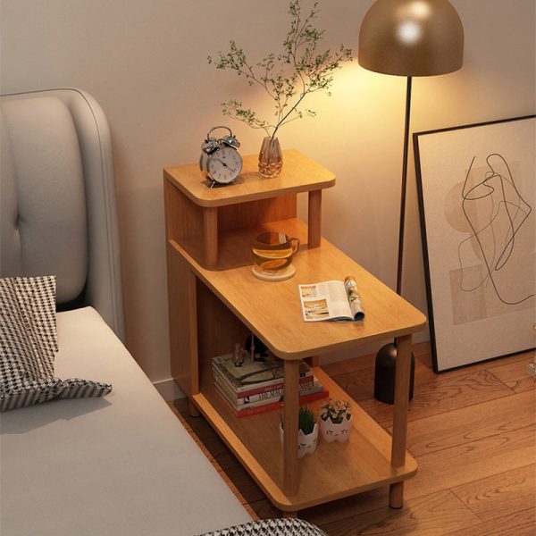 Modern Minimalist Rectangular Solid Wood Panel Side Table 3-Tier For Bedroom - Image 17