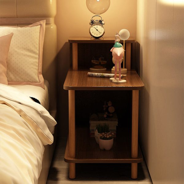 Modern Minimalist Rectangular Solid Wood Panel Side Table 3-Tier For Bedroom - Image 19