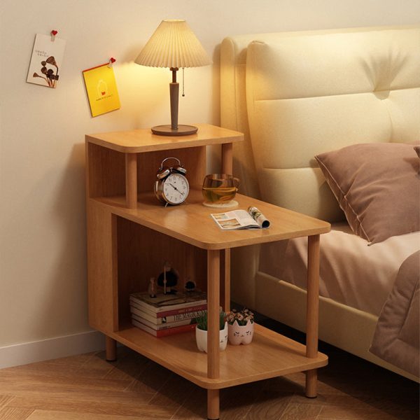 Modern Minimalist Rectangular Solid Wood Panel Side Table 3-Tier For Bedroom - Image 20