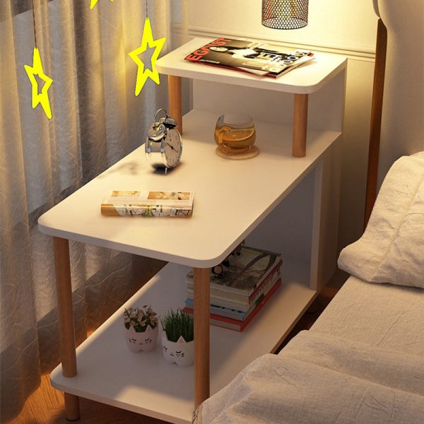Modern Minimalist Rectangular Solid Wood Panel Side Table 3-Tier For Bedroom - Image 10