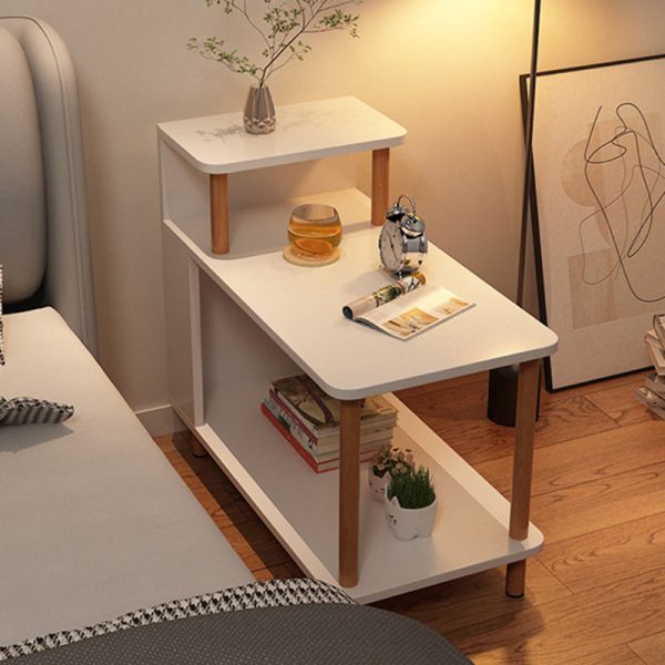 Modern Minimalist Rectangular Solid Wood Panel Side Table 3-Tier For Bedroom - Image 13