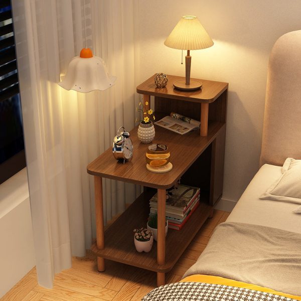 Modern Minimalist Rectangular Solid Wood Panel Side Table 3-Tier For Bedroom - Image 23
