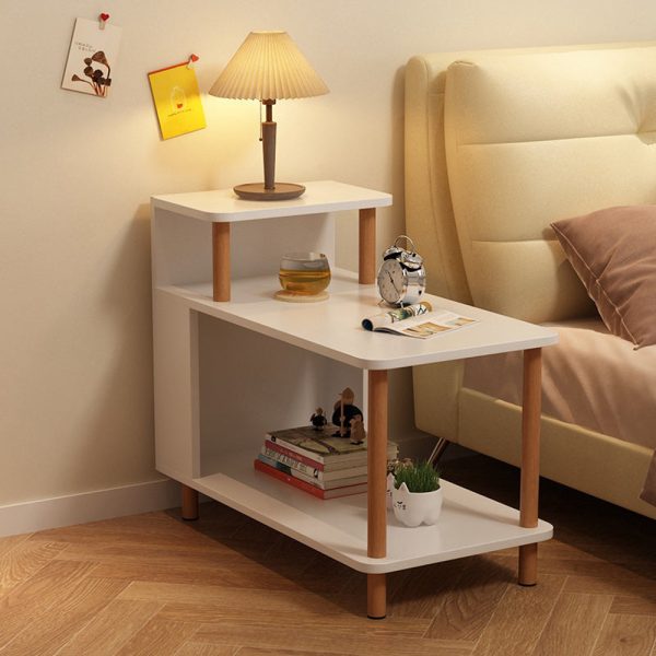 Modern Minimalist Rectangular Solid Wood Panel Side Table 3-Tier For Bedroom - Image 24