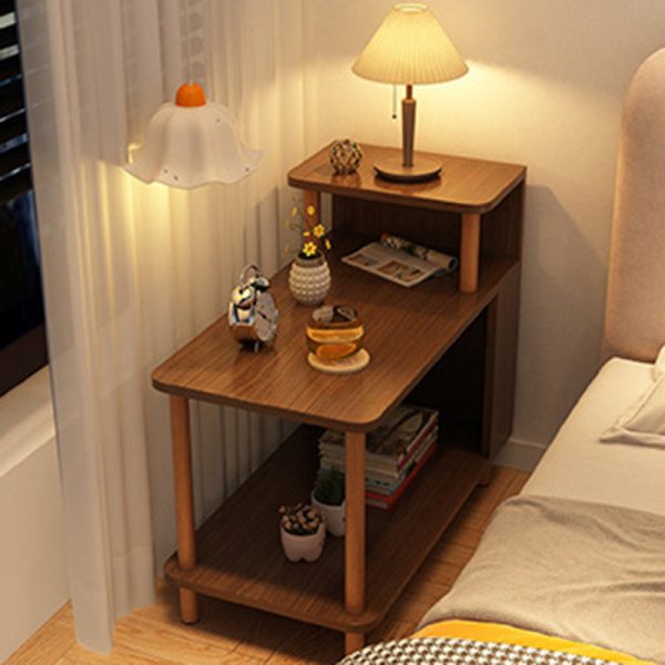 Modern Minimalist Rectangular Solid Wood Panel Side Table 3-Tier For Bedroom - Image 14