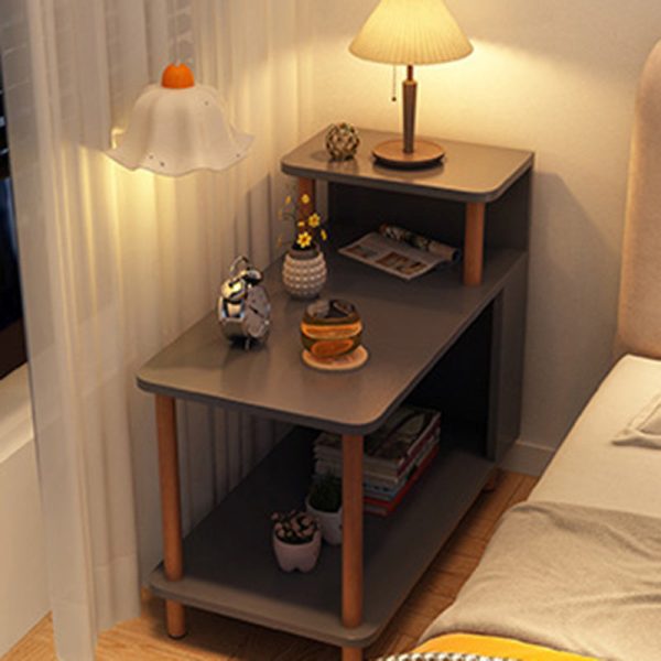 Modern Minimalist Rectangular Solid Wood Panel Side Table 3-Tier For Bedroom - Image 15