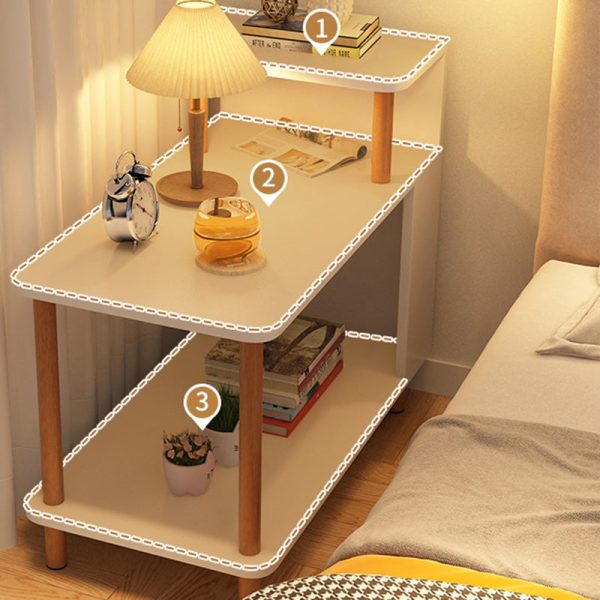 Modern Minimalist Rectangular Solid Wood Panel Side Table 3-Tier For Bedroom - Image 3