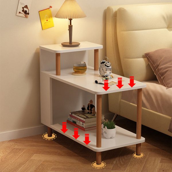 Modern Minimalist Rectangular Solid Wood Panel Side Table 3-Tier For Bedroom - Image 12