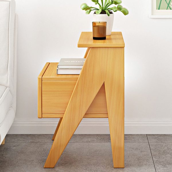 Modern Minimalist Rectangular Trapezoidal Nan Bamboo Plastic Nightstand 1-Drawer For Bedroom - Image 6