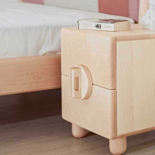 Contemporary Nordic Rectangular Round Knob Maple Wood Nightstand 2-Drawer For Bedroom - Image 3