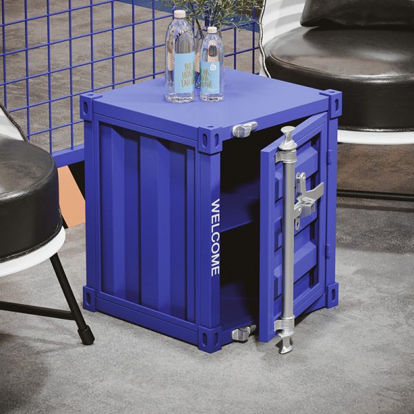 Contemporary Industrial Rectangular Striped Container Iron Nightstand For Bedroom - Image 10