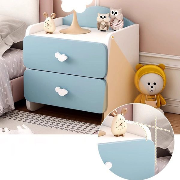 Contemporary Creative Kids Rectangular Faux Panel Nightstand 1/2 Drawer For Bedroom - Image 13