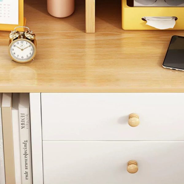 Modern Minimalist Rectangular Trapezoidal Artificial Panel PVC Nightstand 2-Drawer For Bedroom - Image 8