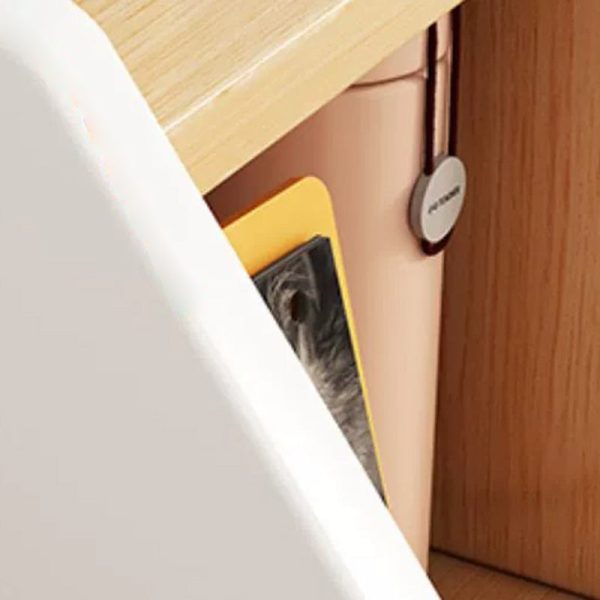 Modern Minimalist Rectangular Trapezoidal Artificial Panel PVC Nightstand 2-Drawer For Bedroom - Image 9