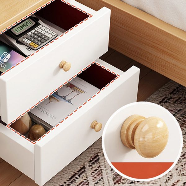 Modern Minimalist Rectangular Trapezoidal Artificial Panel PVC Nightstand 2-Drawer For Bedroom - Image 7