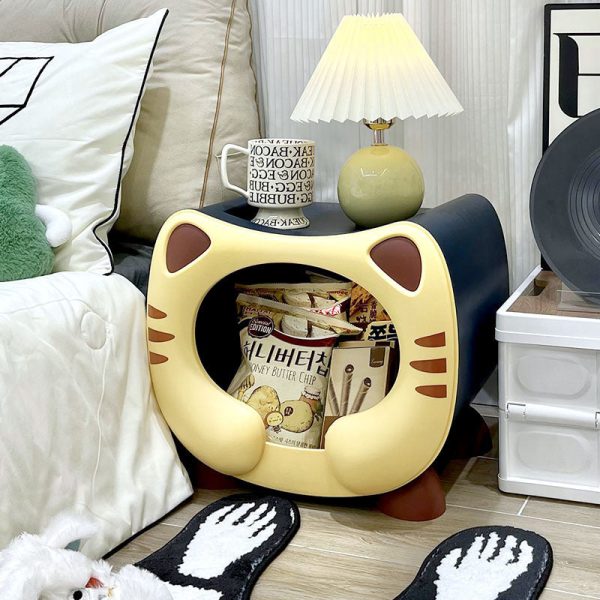 Contemporary Creative Kids Round Cat PP Nightstand For Bedroom - Image 9