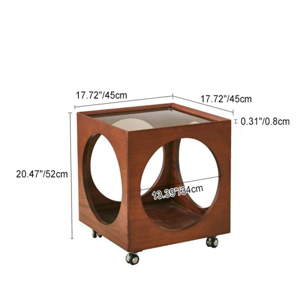 Modern Minimalist Removable Square Glass Wood End Table 2-Tier For Living Room - Image 4