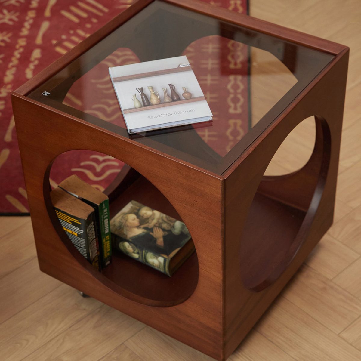 Modern Minimalist Removable Square Glass Wood End Table 2-Tier For Living Room - Image 5