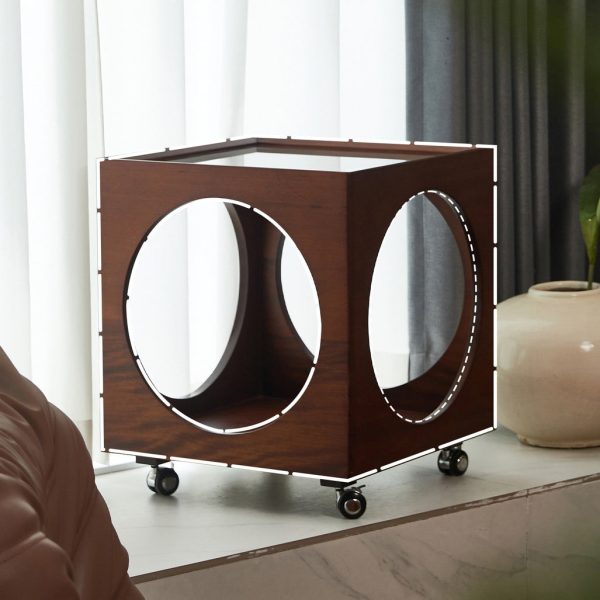 Modern Minimalist Removable Square Glass Wood End Table 2-Tier For Living Room - Image 10