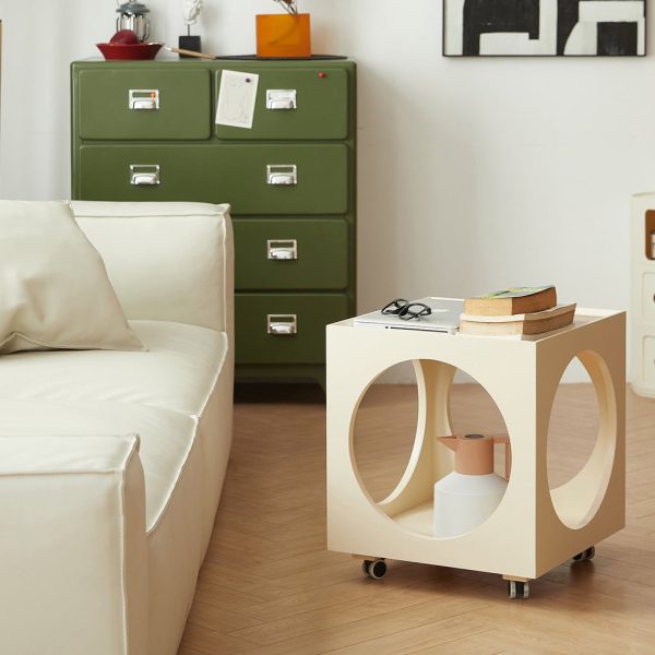 Modern Minimalist Removable Square Glass Wood End Table 2-Tier For Living Room - Image 2