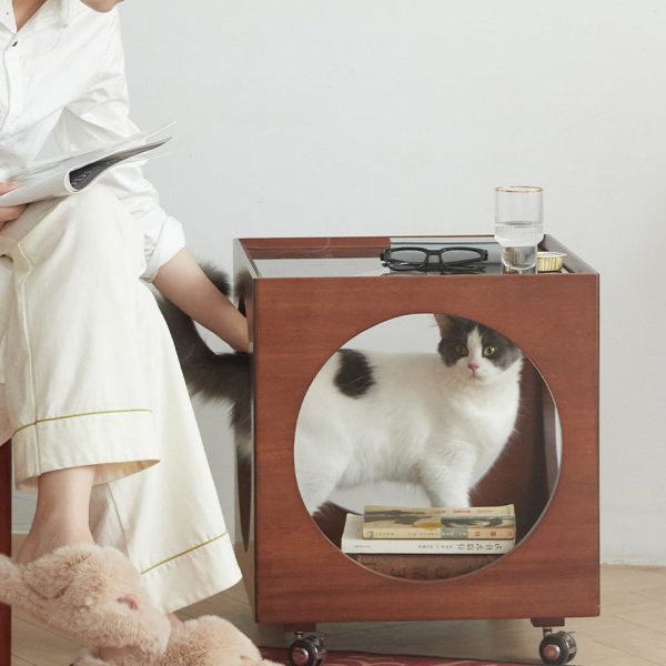 Modern Minimalist Removable Square Glass Wood End Table 2-Tier For Living Room - Image 19