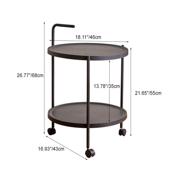 Modern Minimalist Removable Round Plastic Metal End Table 2-Tier For Living Room - Image 4