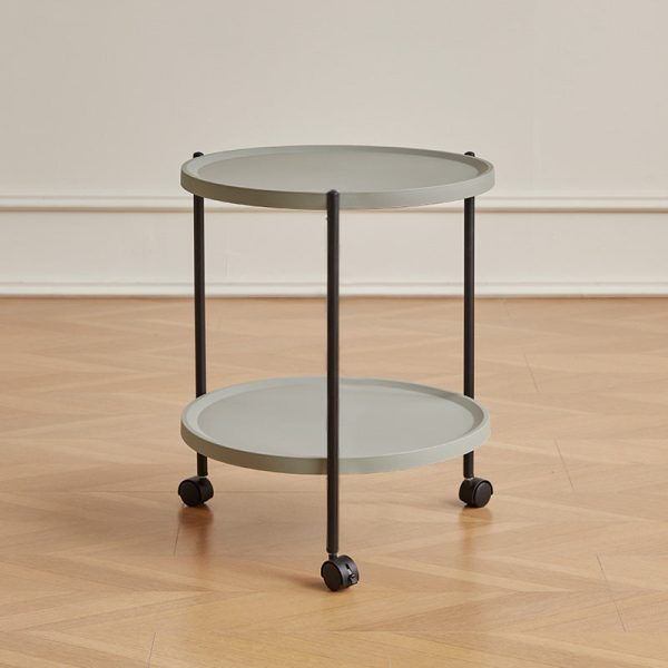 Modern Minimalist Removable Round Plastic Metal End Table 2-Tier For Living Room - Image 17