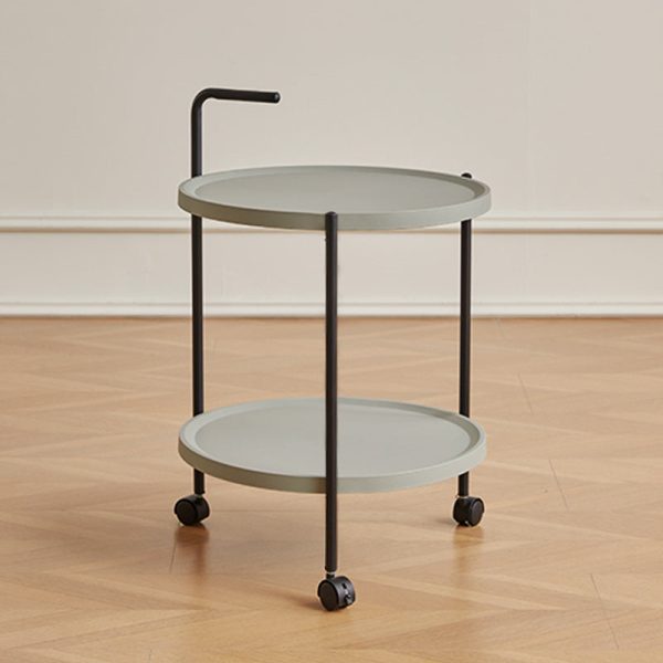 Modern Minimalist Removable Round Plastic Metal End Table 2-Tier For Living Room - Image 18