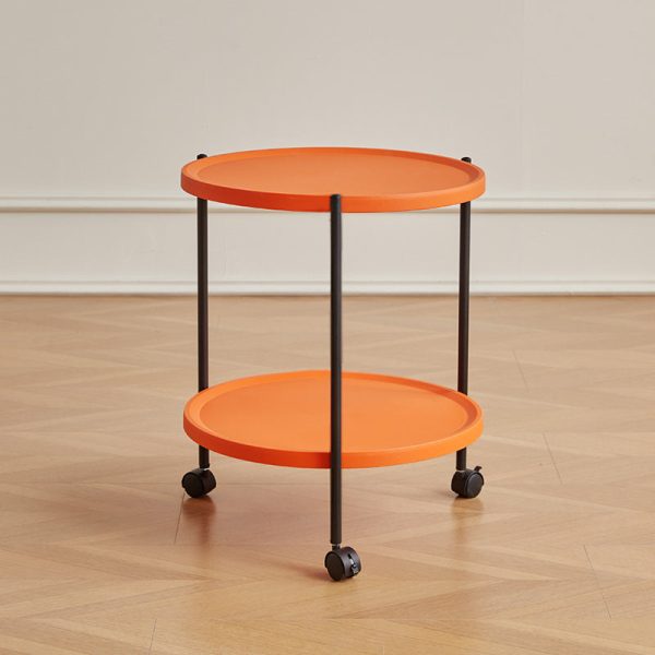 Modern Minimalist Removable Round Plastic Metal End Table 2-Tier For Living Room - Image 19
