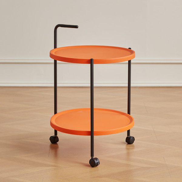Modern Minimalist Removable Round Plastic Metal End Table 2-Tier For Living Room - Image 20