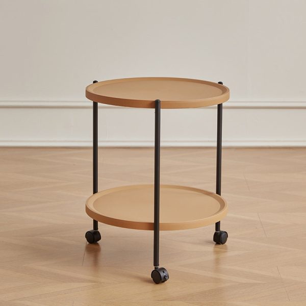 Modern Minimalist Removable Round Plastic Metal End Table 2-Tier For Living Room - Image 21